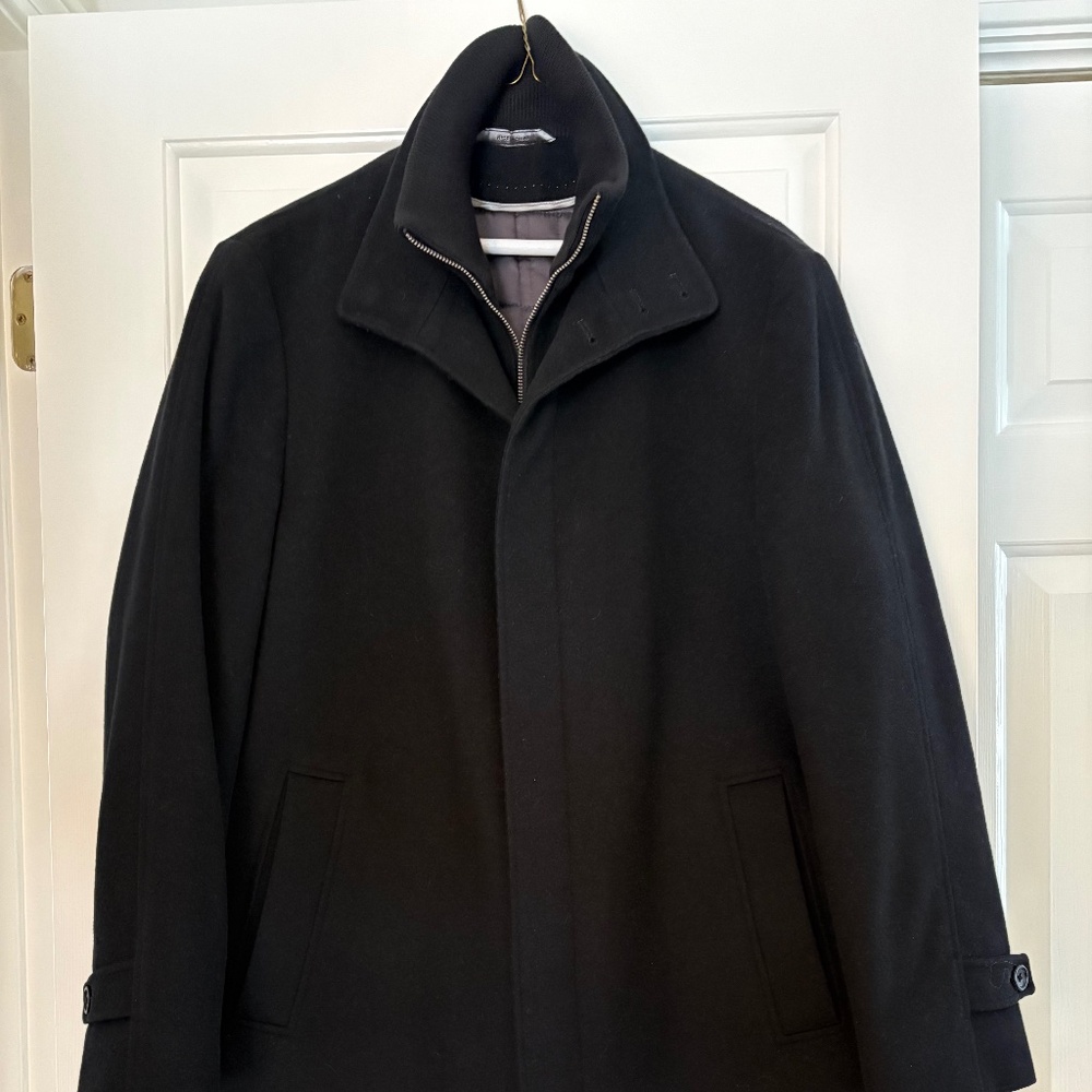 Men’s black wool peacoat / car coat